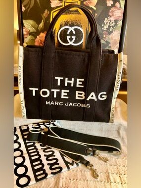 Marc Jacobs Black Canvas 'The Tote Bag' with Removable Strap